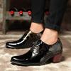Mens Casual Business Pointed Leather Shoes Glossy Heightening Hairstylist Men's Shoes Luxury Banquet Soft Comfort  Leather Shoes