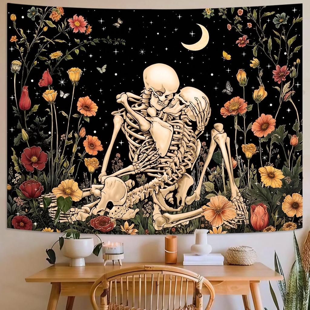 Accnicc Sun and Moon Tapestry for Bedroom Hippie Boho Floral Flower Plant Wall Tapestry Aesthetic Vintage Galaxy Celestial Star