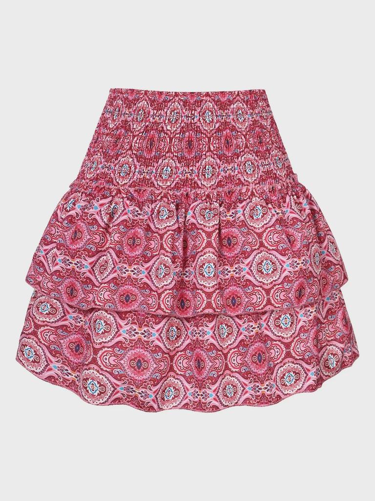 2023 Women's Pleated Ruffle Mini Skirt - Floral Print, 13 Colors Available