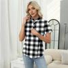 Women's Casual Floral Print V-Neck Short Sleeve Decorative Button T-Shirt Top