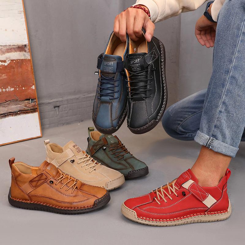 Men's Spring and Autumn New Leather Boots Outdoor Casual Men's and Women's Large Short Boots