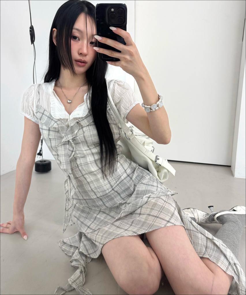 MIXXO See-Through Check Layered Dress_Miwowg501G