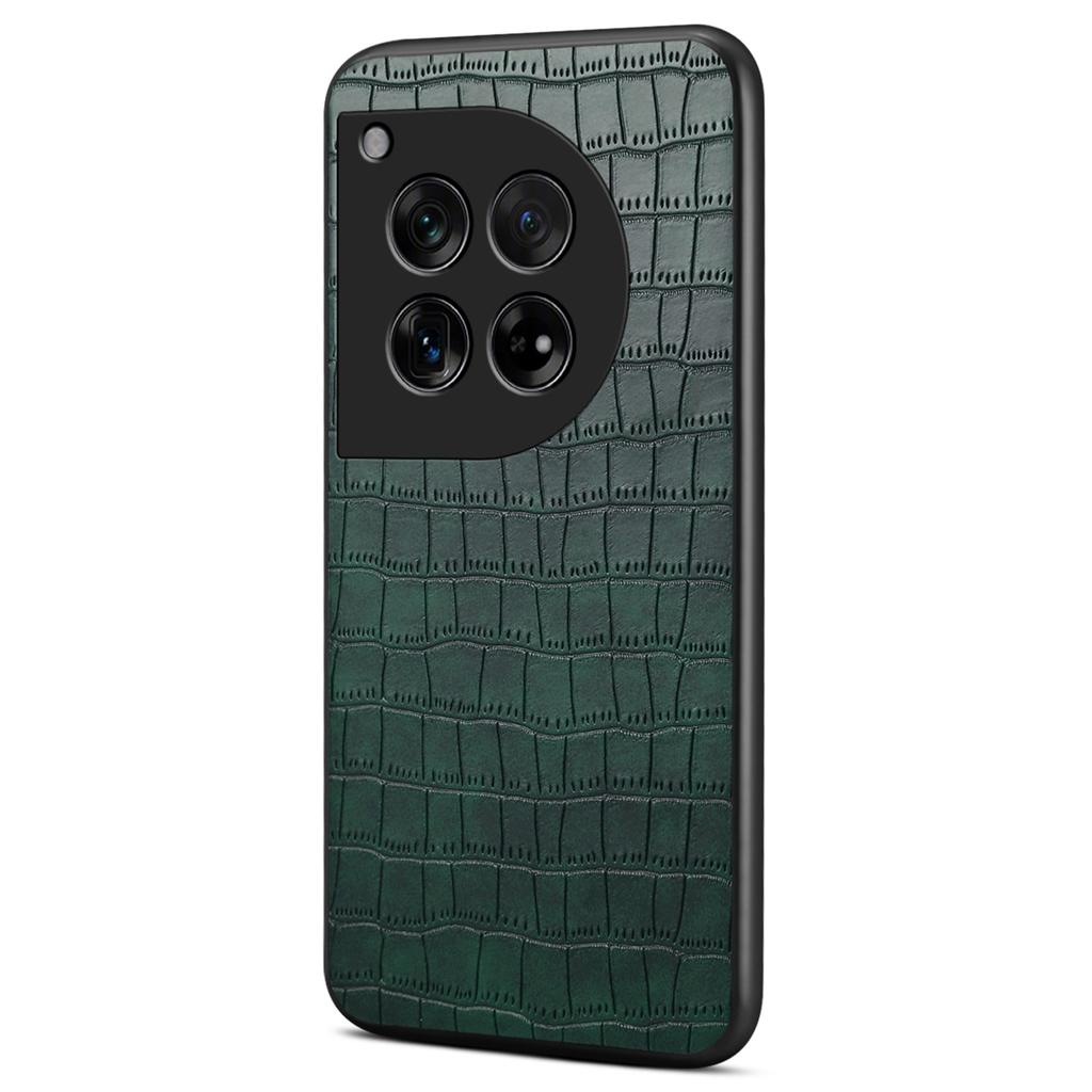 Für OnePlus 12 5G Rückseite Hülle Krokodiltextur Leder Stoßabsorbierende Handyhülle