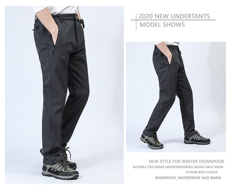 Men's Fleece-Lined Softshell Hiking Pants - Windproof, Warm, and Wear-Resistant for Outdoor Use