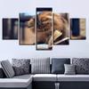 5 Pieces Animal Cats Are Reading Book Framework Modular Wall Art Canvas Painting Picture Poster Decor Living Room Scenery Prints No Frame