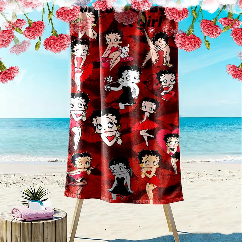 Betty Boop Beach Towel Suitable for Travel, Outdoor Activities, Swimming Pools, Yoga, Surfing, Camping, Hiking, Gym