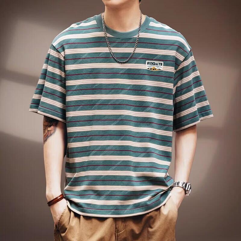 Men's Premium Heavyweight Striped Cotton T-Shirt