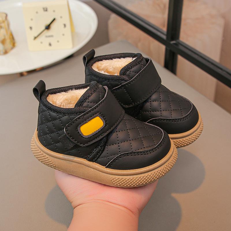 

Children Boots Girls Sewing Thick Cotton Winter Boots Boys Solid Non-slip Soft Sole Casual Shoes Size 21-32 25