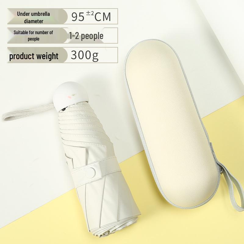 

Compact Five-Fold Umbrella: Portable Pocket Sun Capsule with Black Glue Sunscreen, Ultra-Light for Sun and Rain.