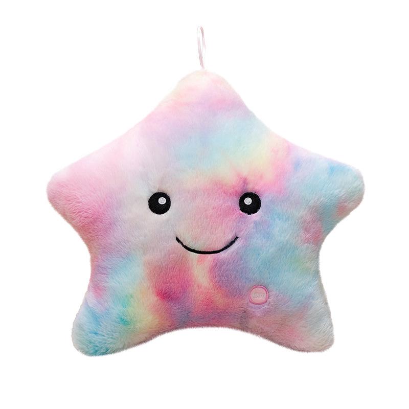 Luminous Five-Pointed Star Throw Pillow: Colorful Plush Toy Decoration for Sofa or Gift