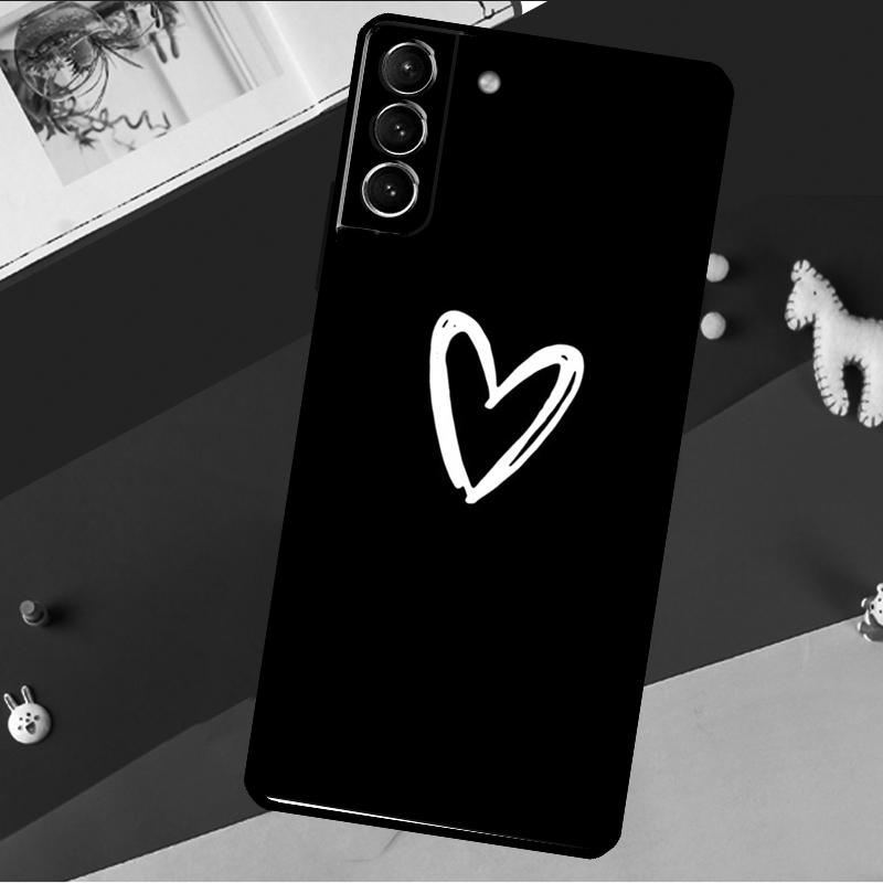 Cute Pretty Little White Heart Case For Samsung Galaxy S23 Ultra S22 S21 S20 FE S8 S9 S10 Plus Note 10 20 Back Cover Shell