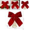 Christmas Tree Topper With Red Flannel Fabric Star And Bow For Holiday Decor