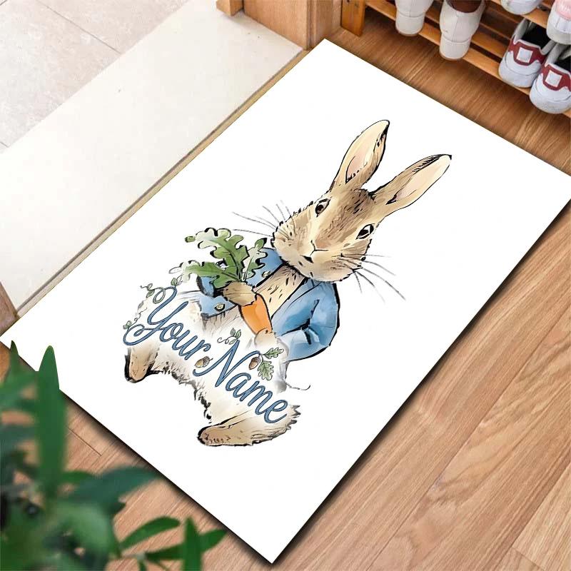 Peter Rabbit Adventure Custom Name Carpet Rug For Living Room Bedroom Home Sofa Decoration Kids Play Nonslip Floor Mat