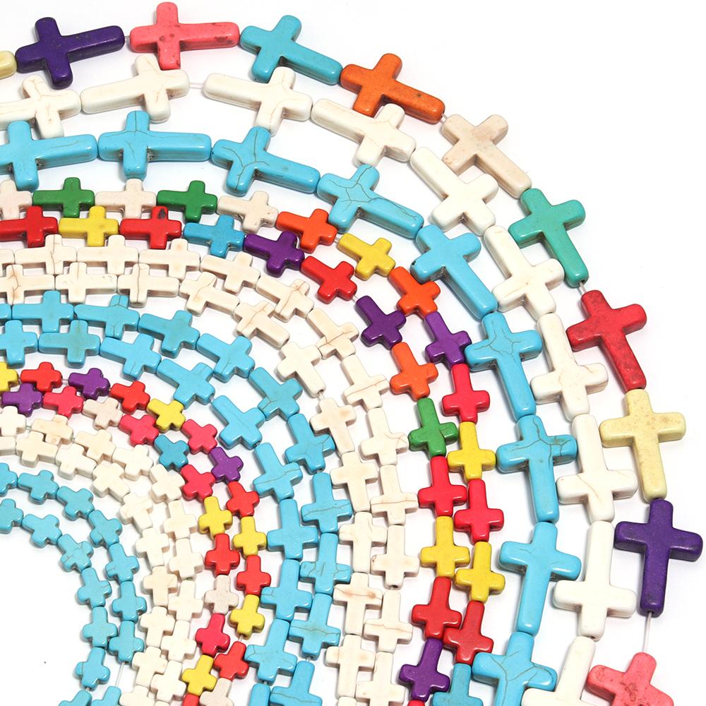 Natural Turquoise Stone Beads Colorful Cross Shape Loose Spacer Beads For Jewelry Making DIY Charm Bracelet Necklace Accessories