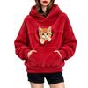 Women's Hooded Sweatshirt with Plush Pouch Long Sleeve for Casual Wear