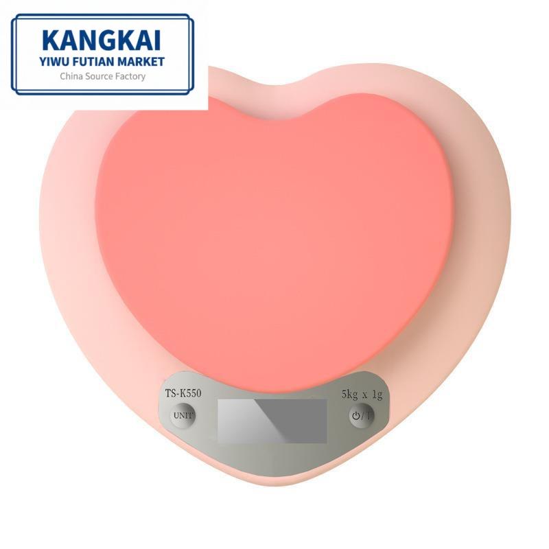 Hot Selling Creative Heart Shaped Food Scale Household Electronic Digital Kitchen Food Weighing Scale for Baking Accessories (Pink,0.01 g&10KG&100x95x20mm) розовый