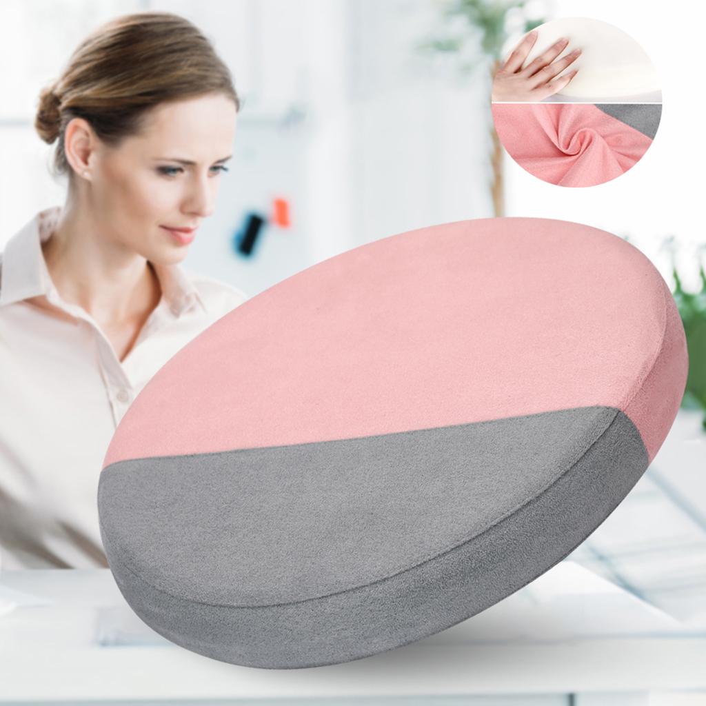 Round Stool Cushion Pad Memory Foam Meditation Pillow Matrress 33cm - Pink Gray