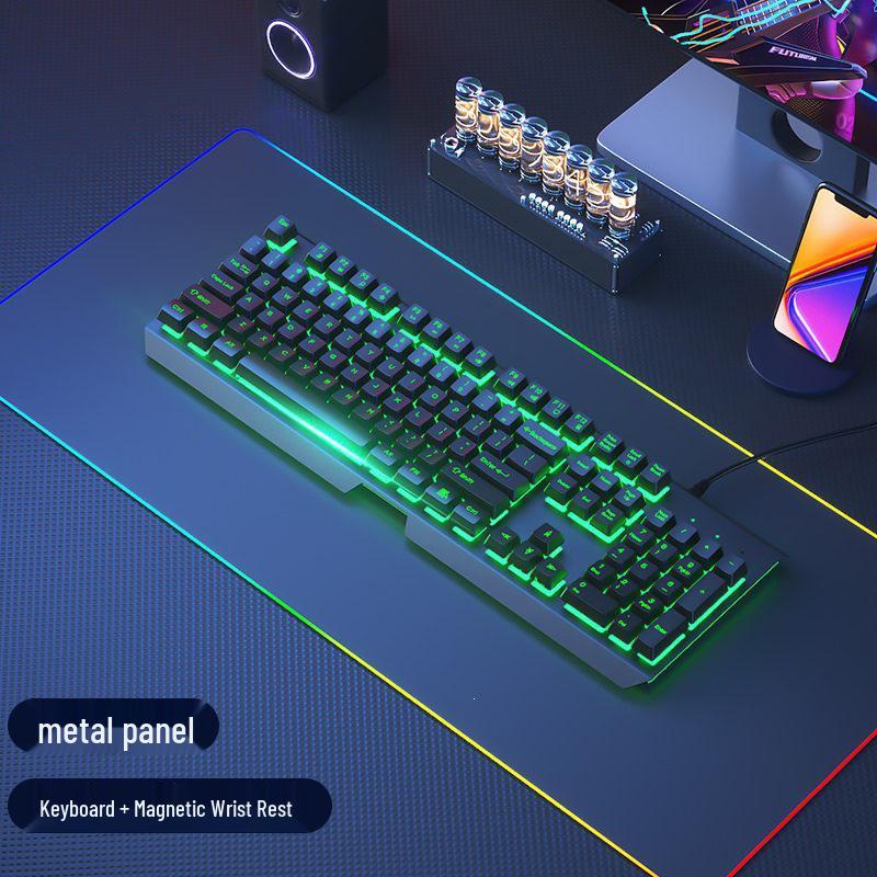 Silent Wired Mechanical-Feel Keyboard and Mouse Set for Gaming, Office, and Desktop Use