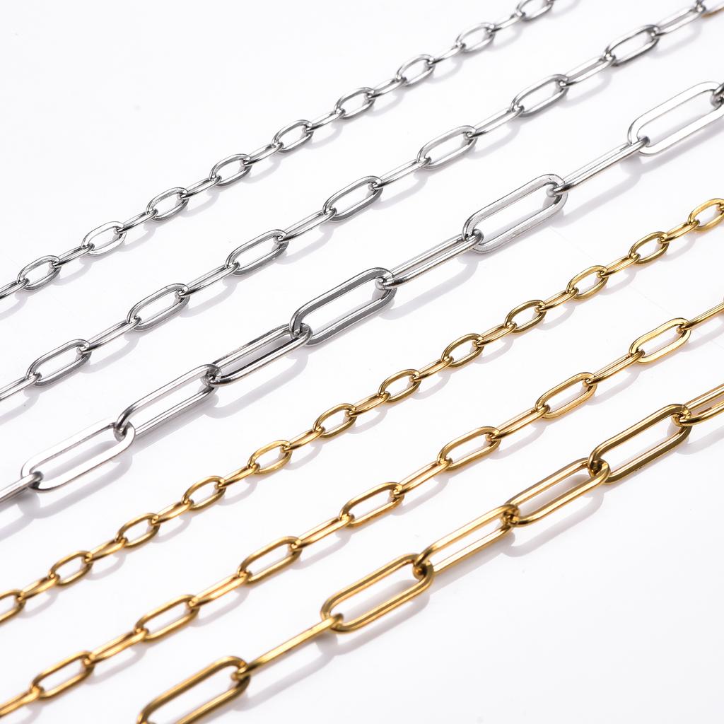2.5/2.7/4mm Stainless Steel Gold/Silver Color Paper Clip Link Chain Necklace Fashion Jewelry Can Be Customized Length 14-30inch