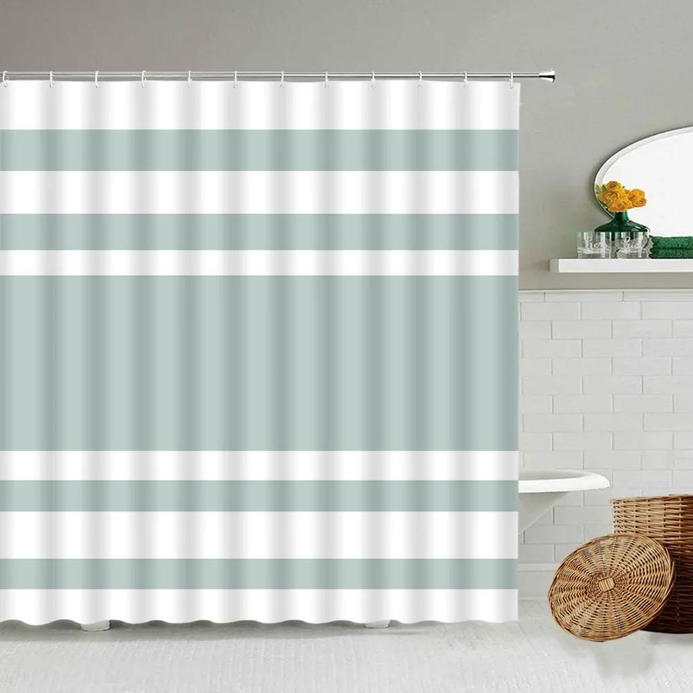 Modern Geometric Pattern Printing Waterproof Shower Curtain Black Gray Blue Creative Design Bathroom With Hook Screen Washable
