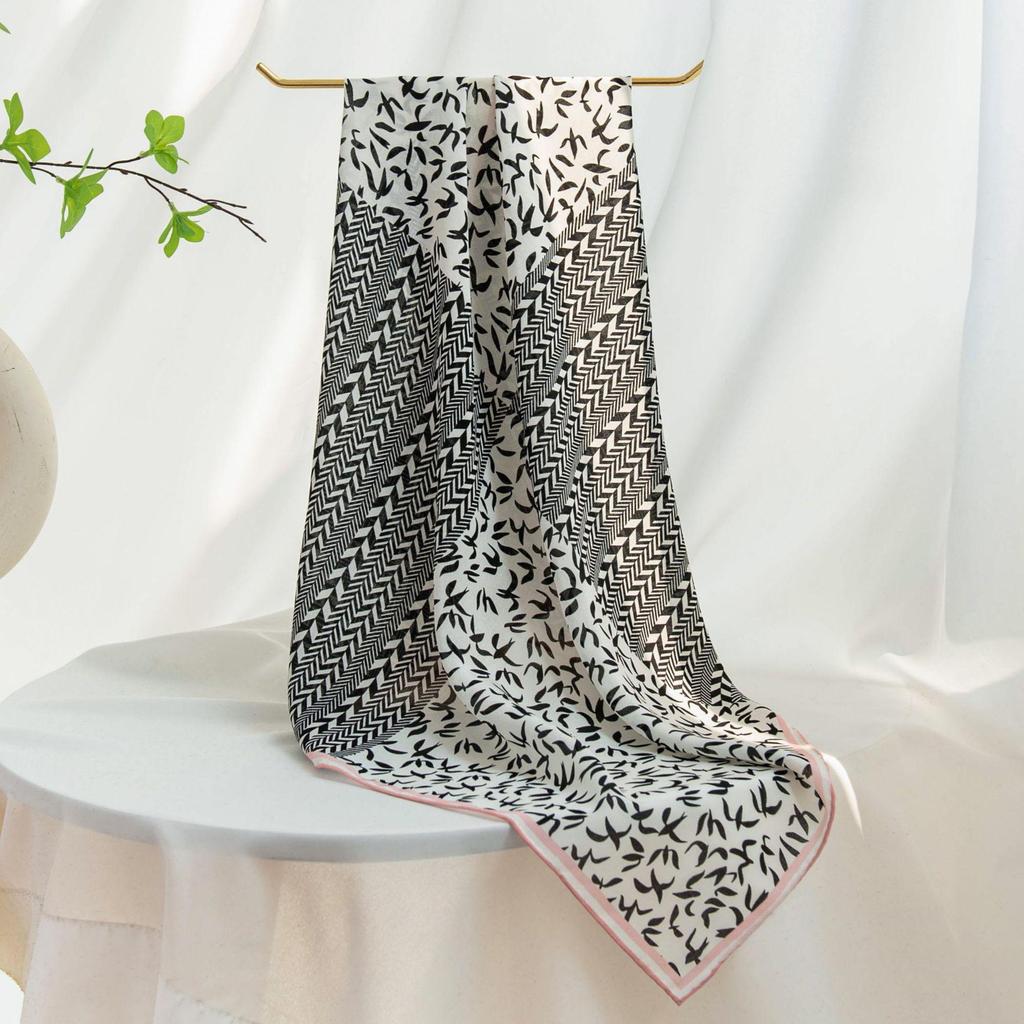 2025 Autumn Elegant Print Silk Crepe Scarf - Mulberry Square Shawl and Sunscreen Accessory for Women