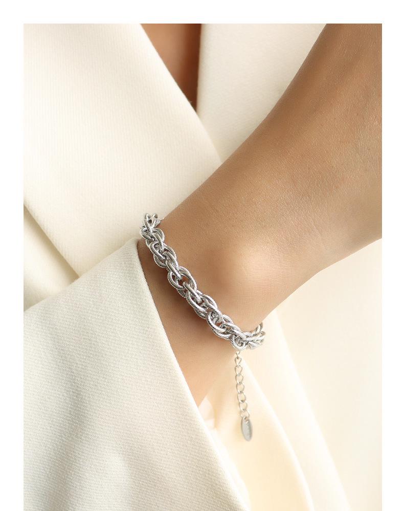 Italian Woven Chain Hip-Hop Style Necklace & Bracelet Set - Women's Handmade Titanium Steel Jewelry