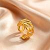 Goldfarbene Edelstahl Chunky Breite Ringe für Damen, Geometrischer Mode Offener Ring, Wasserdichter Minimalistischer Finger Schmuck Geschenk