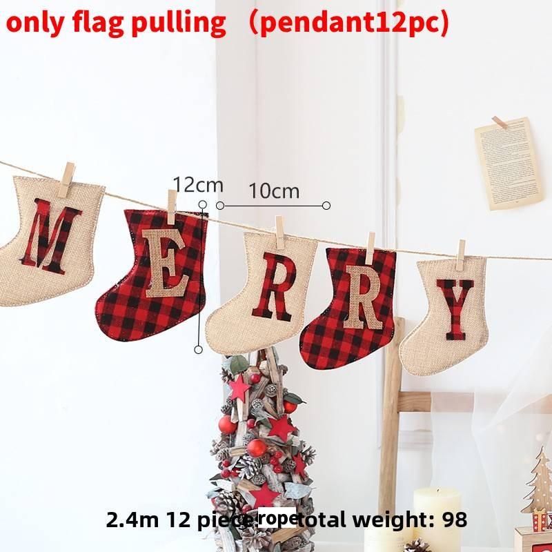 Christmas Banner Garlands With Glove And Sock Design For Holiday Party Decor