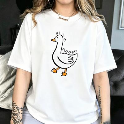 Funny Silly Goose Graphic T Shiers Unisex Unisex Casual Animal Print T Shirts Summer Unisex O Neck Tee Shirt Harajuku Tops