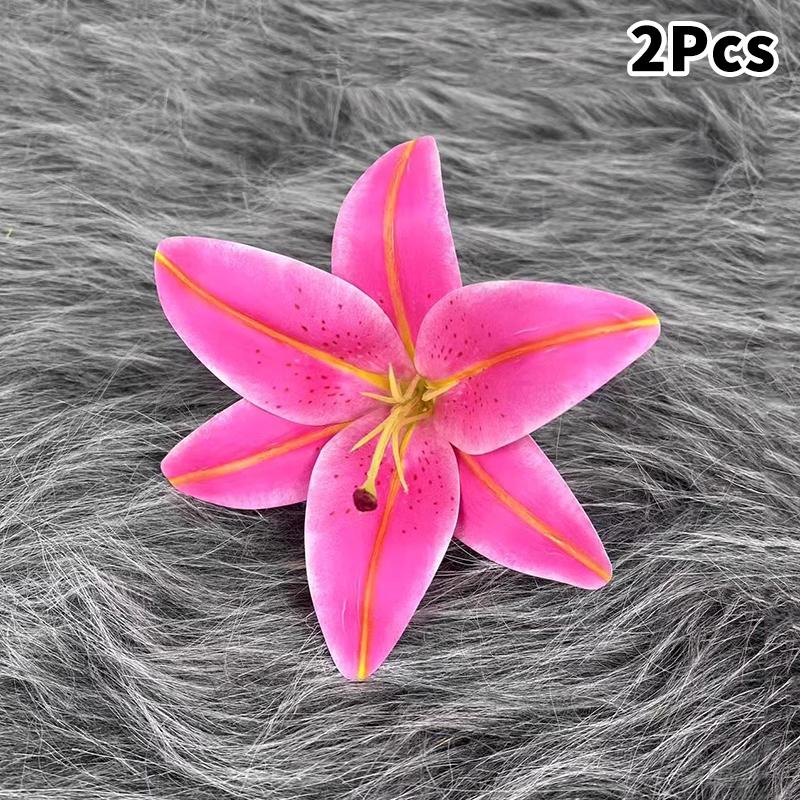 2Pcs Simulation Lily Hair Claw Ponytail Clip For Women Girls Cute Hairpin Large Hair Clip  Hair Accessories Gifts