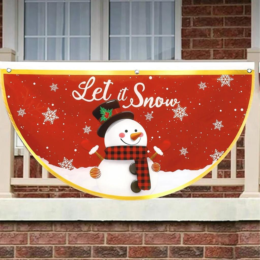 Christmas Banner Outdoor Fan-shaped Flag Christmas Decor for Home 2025 Cristmas Drop Ornament Xmas Navidad Gift New Year 2026