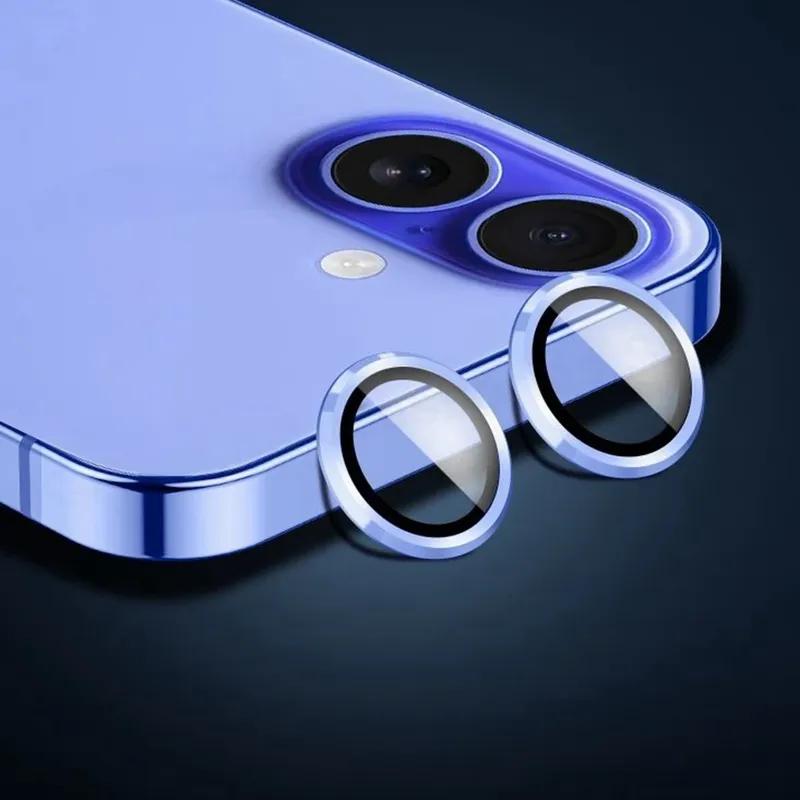Aluminum Metal Ring Camera Protector For iPhone 17 17Air Rear Lens Tempered Glass Cover For iPhone 16 16Plus Lens Protective Cap