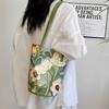 Floral Pattern Canvas Bucket Bag Women'S Shoulder Bag Casual Large Capacity Handbag