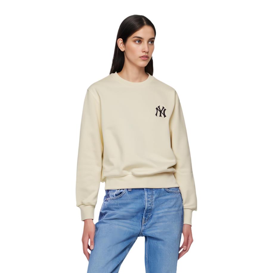 MLB New York Yankees Logo Crewneck Sweatshirt Unisex Sweatshirt Cream 3AMTC0114-50CRS