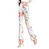 2024 Summer Women's Slimming Stretchy Micro-flare Long Pants with Printed Elastic Waist