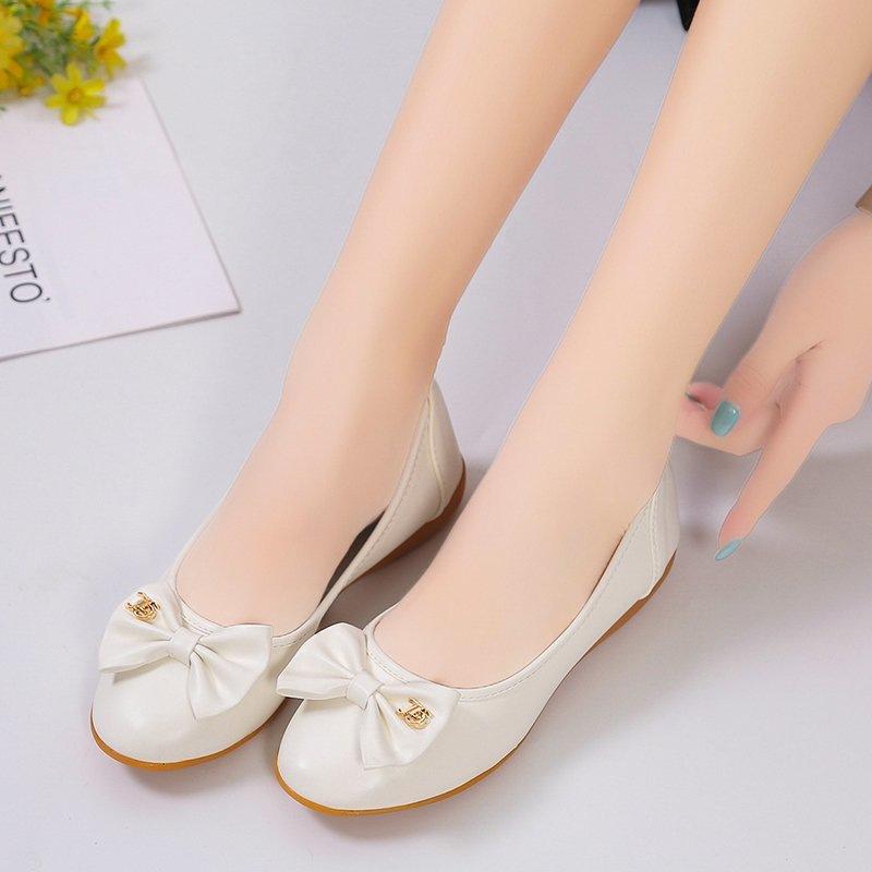 Doudou Shoes Women's 2025 New Shallow Bow Flat Bottom Fashionable and Comfortable Soft Sole Sandals Round Head Versatile Single Shoes Women
