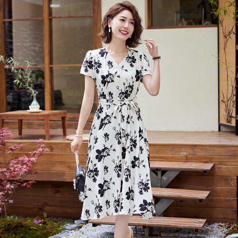 Paster Elegantes V-Ausschnitt A-Linien Chiffon Midi-Kleid