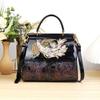 2025 Spring/Summer Genuine Leather Retro Embroidered Monogram Crossbody Handbag for Women