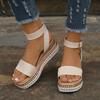 Spring/Summer 2025 Women's Plus Size Hemp Rope Sole Muffin Platform Women's Sandals Women's Buckle Wedge Heel Fishmouth Women's Sandals