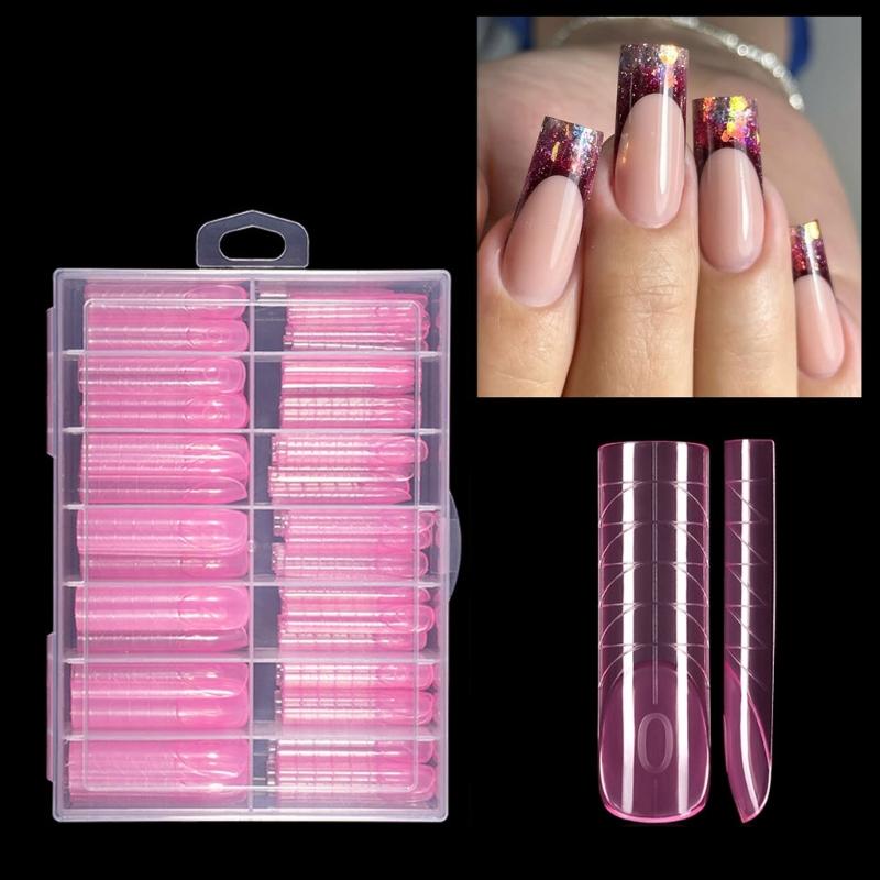 

140 Pieces Professional Artificial hoofs With Fast Curing Design Ideal For Home And Salon Use рожевий