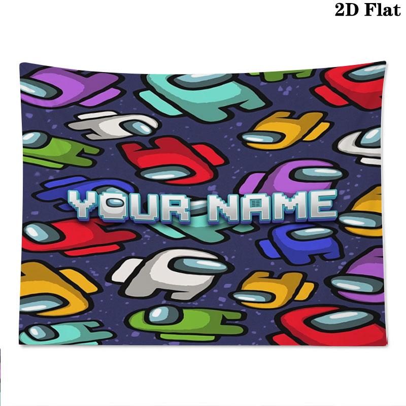 Among Us Custom Name Wall Tapestry Aesthetic Wall Hanging Printed Fabric Blanket Decorative Tapestries for Bedroom Living Room Home Decor