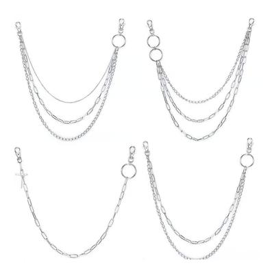 4pcs Pants Chain Multi Layer Wallet Chain Charm Jeans Chains Pocket Punk Chain Hip Hop Rock Style Chains for Women Girls