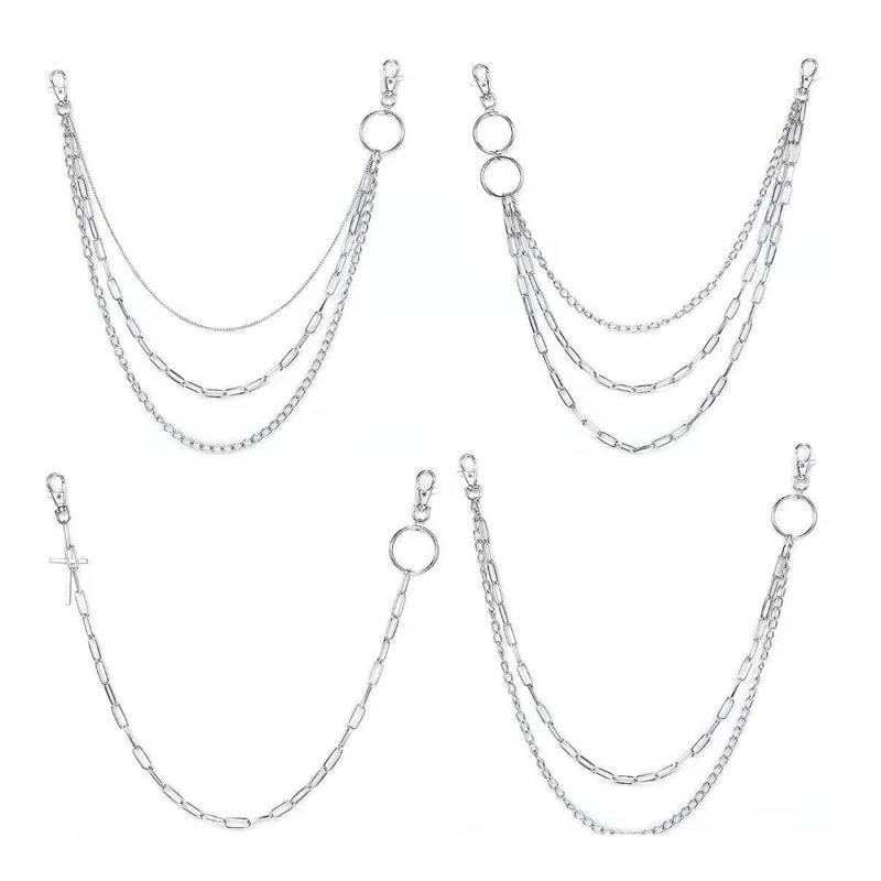 

4pcs Pants Chain Multi Layer Wallet Chain Charm Jeans Chains Pocket Punk Chain Hip Hop Rock Style Chains for Women Girls 1