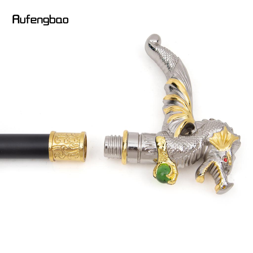 Golden White Dragon Scrambling Ball Fashion Walking Stick Decorative Cospaly Vintage Party Fashionable Walking Cane Crosier 93cm