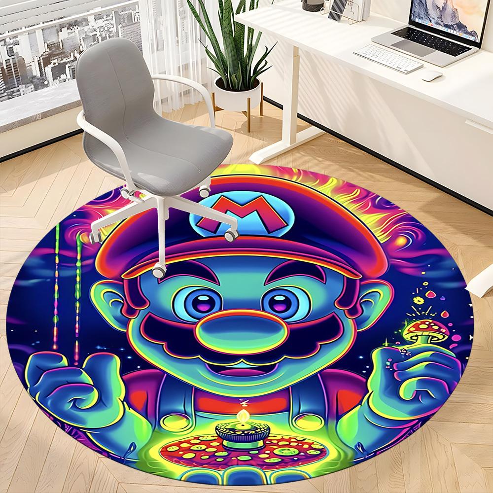 1pc Psychedelic Mario Office Round Area Rug, Under Office Chairs Bedroom Living Room Home Decor  a1022289