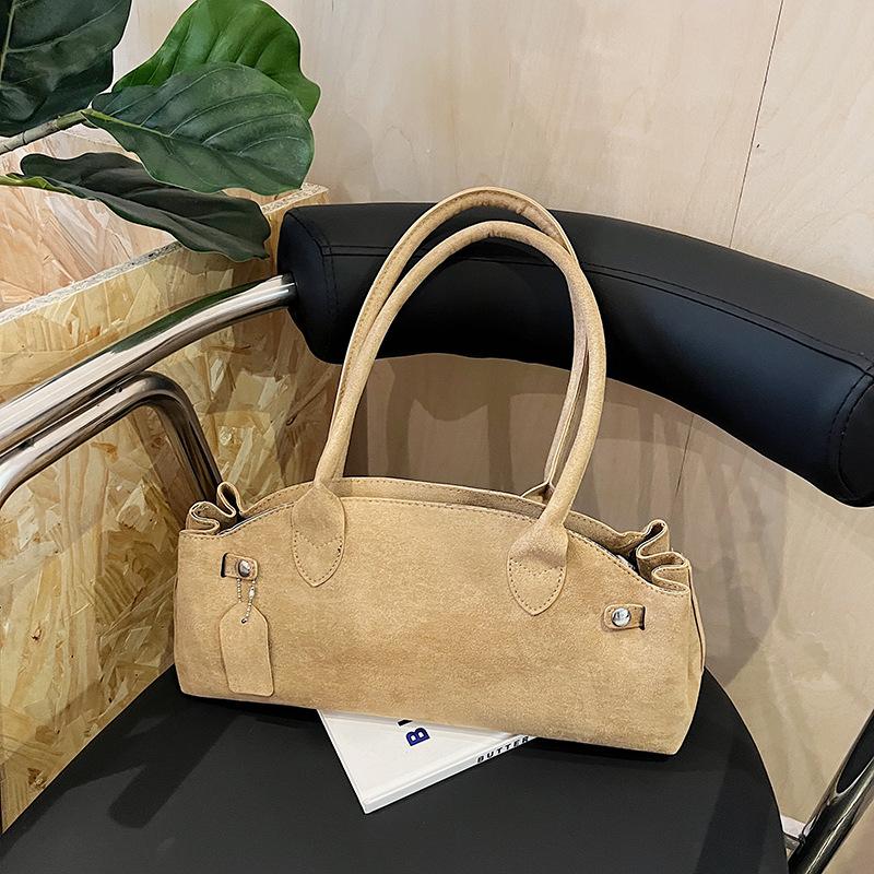 Retro Deerskin Velvet Hand-held Underarm Tote Bag Women's Autumn New Fashion Versatile Shoulder Pillow Bag