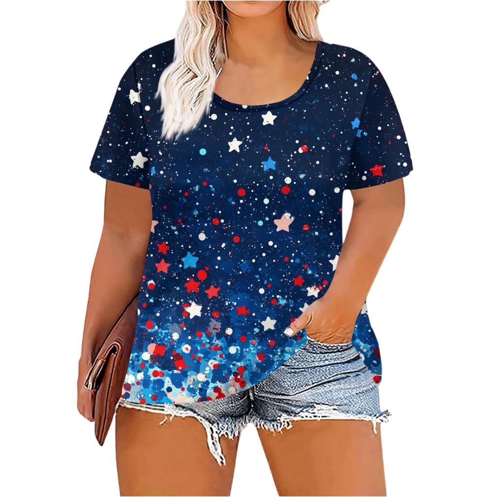 Women's Fashion Casual Summer Plus Size  Print Tops