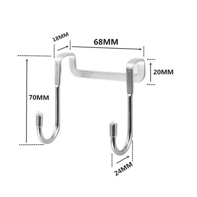 Stainless Steel Double S-Shaped Wall-Mounted No-Drill Bathroom Coat Hooks.