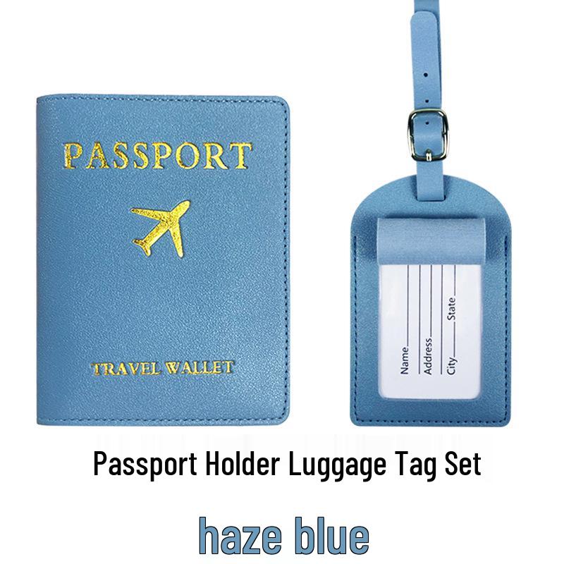 Set med bagagetagg och passhållare för gränsövergångar med passfodral
