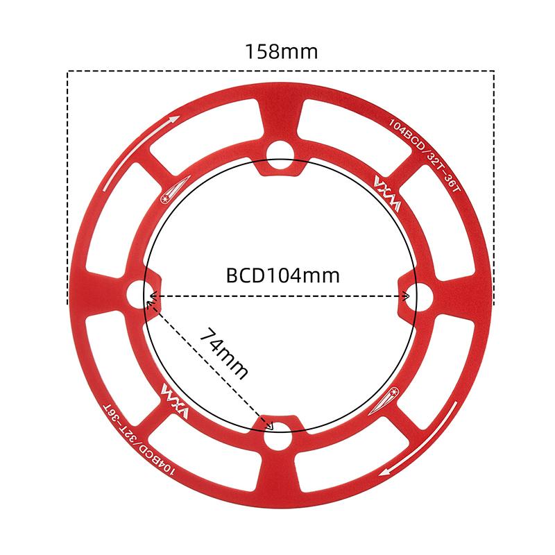 104BCD Bicycle Crankset Protective Cover Impact Resistant Light Weight Fit 32-42T Sprocket for Mountain Biking